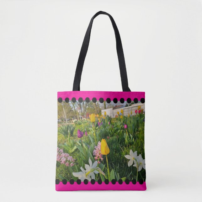 Blommigt Shoulder Tote Bag Tygkasse (Framsida)