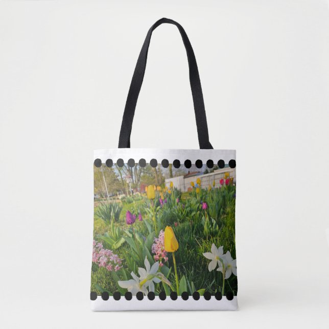 Blommigt Shoulder Tote Bag Tygkasse (Framsida)
