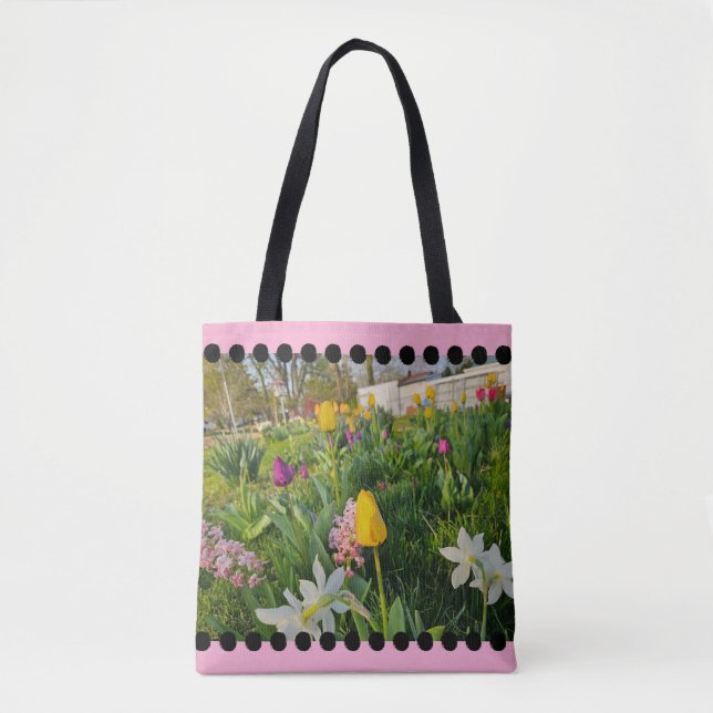 Blommigt Shoulder Tote Bag Tygkasse (Framsida)