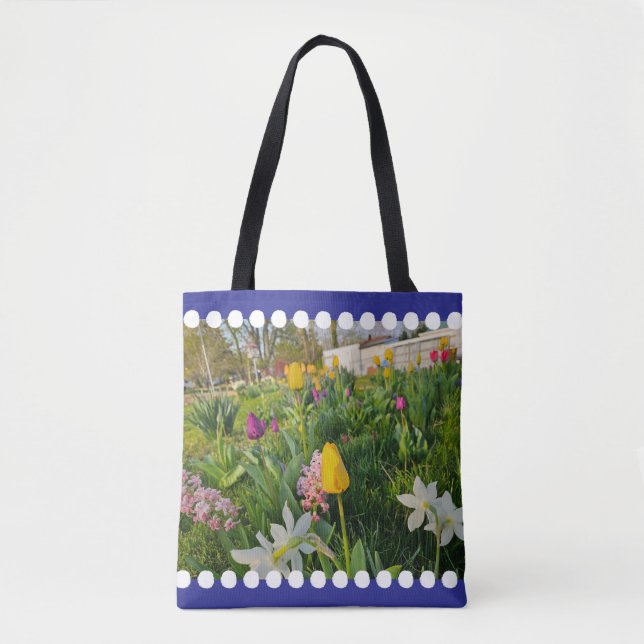 Blommigt Shoulder Tote Bag Tygkasse (Framsida)