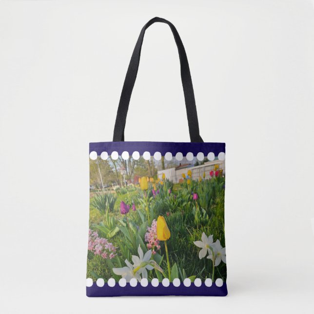 Blommigt Shoulder Tote Bag Tygkasse (Framsida)