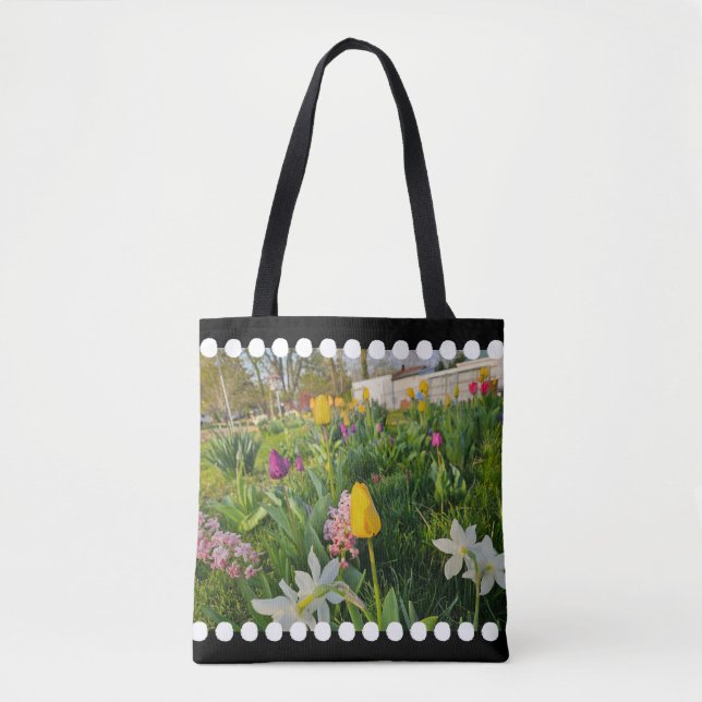 Blommigt Shoulder Tote Bag Tygkasse (Framsida)
