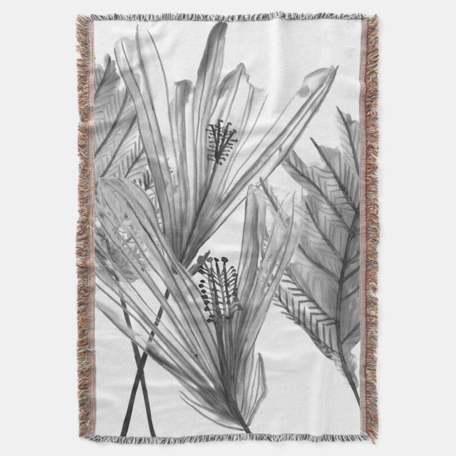 Blommigt Silhouette - Grått Filt (Framsidan Vertikal)