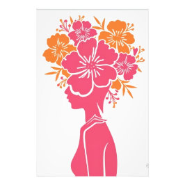 Blommigt Silhouette Minimalist Wall Art och Poster