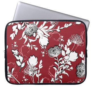 Blommigt silhuett, färglöst botaniskt mönster. laptop fodral