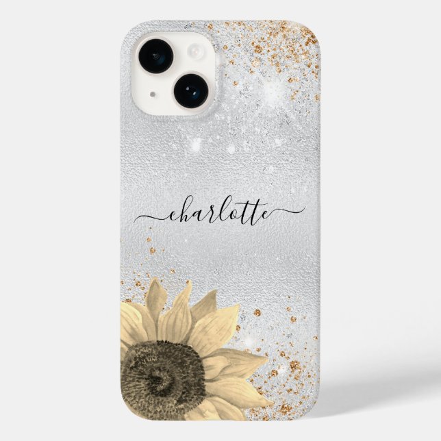 Blommigt silver glitter, namn (Baksida)