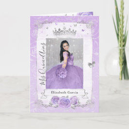 Blommigt Silver och Light Lila Quince Foto Foldat Inbjudan