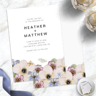 Blommigt Simple Boho Bröllop Inbjudningar