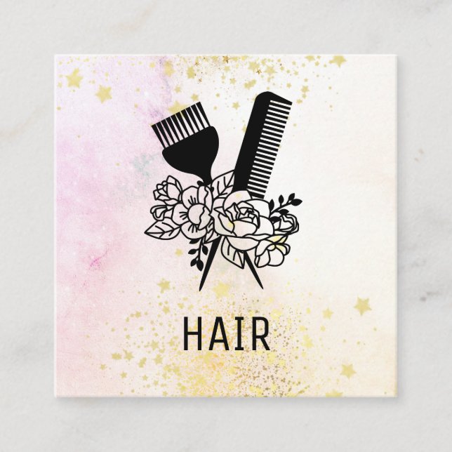 *~* Blommigt Sissor Combe Flower Glitter Dryer AP6 Fyrkantigt Visitkort (Framsida)