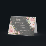 Blommigt Sister & Brother på Lag Bröllop-årsdagen Kort<br><div class="desc">Lycklig bröllop-årskort för syster och bror i juridik med elegant,  blommor med  rosa och krita och hjärtlig bakgrund.</div>