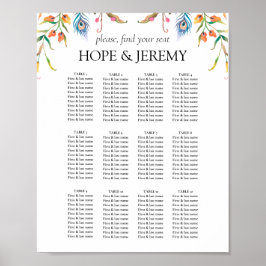 Blommigt Sittdiagram för botaniska snäckor Bröllop Poster