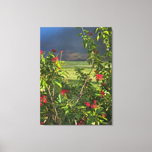 Blommigt Sjö-vy Canvastryck (Framsida)