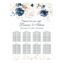 Blommigt, sjöblått och guld Bröllop 8, Bord