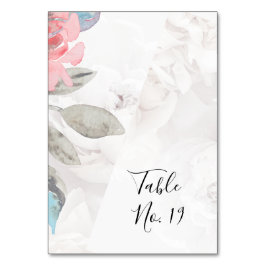 Blommigt, sjöblomma, ro peony bröllop bordsnummer