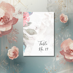 Blommigt, sjöblomma, ro peony bröllop bordsnummer