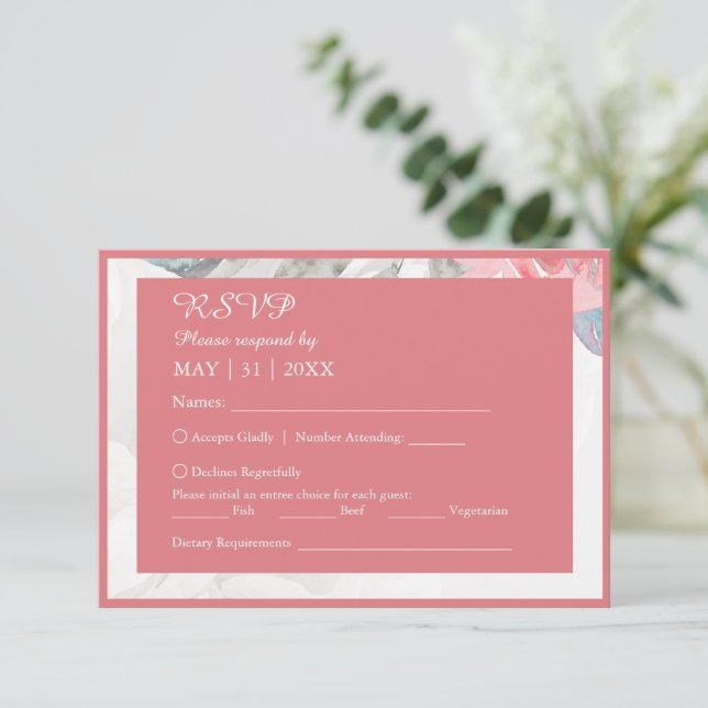 blommigt, sjöblomma, ro peony bröllop OSA kort (Stående Fram)