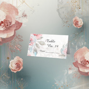 Blommigt, sjöblomma, ro peony bröllop placeringskort