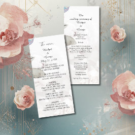 Blommigt, sjöblomma, ro peony bröllop program