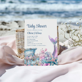 Blommigt Sjöjungfru Svan Starfish Baby Shower Inbjudningar