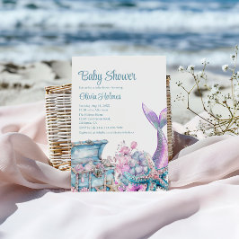 Blommigt Sjöjungfru Svan Starfish Baby Shower Inbjudningar