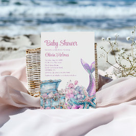 Blommigt Sjöjungfru Svan Starfish Baby Shower Inbjudningar