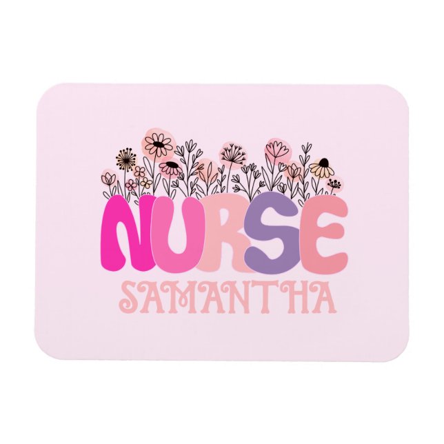 Blommigt sjuksköterska magnet (Horisontell)