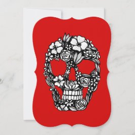 blommigt skallblommor intricate gothic Black Inbjudningar