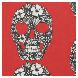 blommigt skallblommor intricate gothic Black Tyg