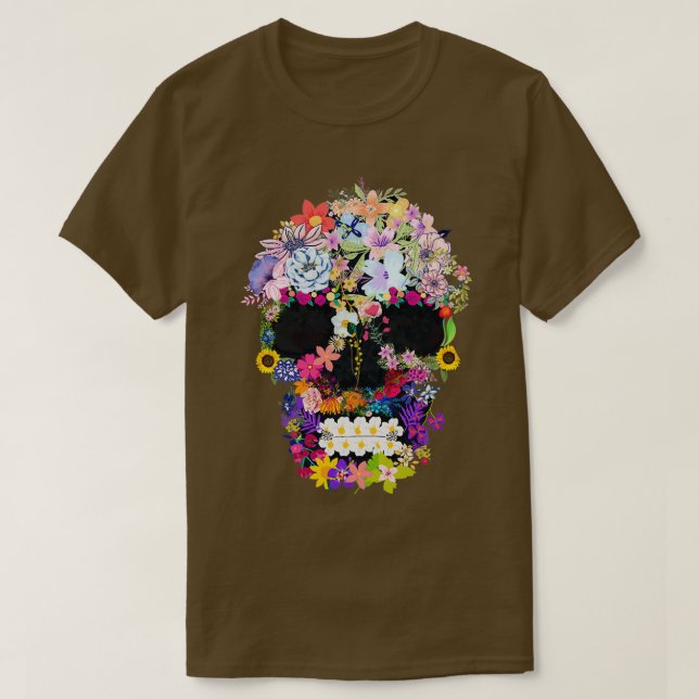blommigt skalle Yew natur som växer i skelett T Shirt (Design framsida)