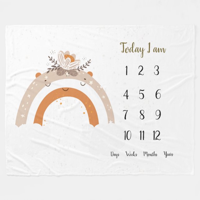 Blommigt-skandalen Regnbåge Baby 1:a milstolpen    Fleecefilt (Framsidan (Horisontell))