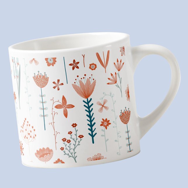 Blommigt Skandinavian Espressomugg (Scandinavian floral modern espresso cup)