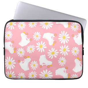Blommigt Skates Roller Skating Mönster Rosa Laptop Fodral