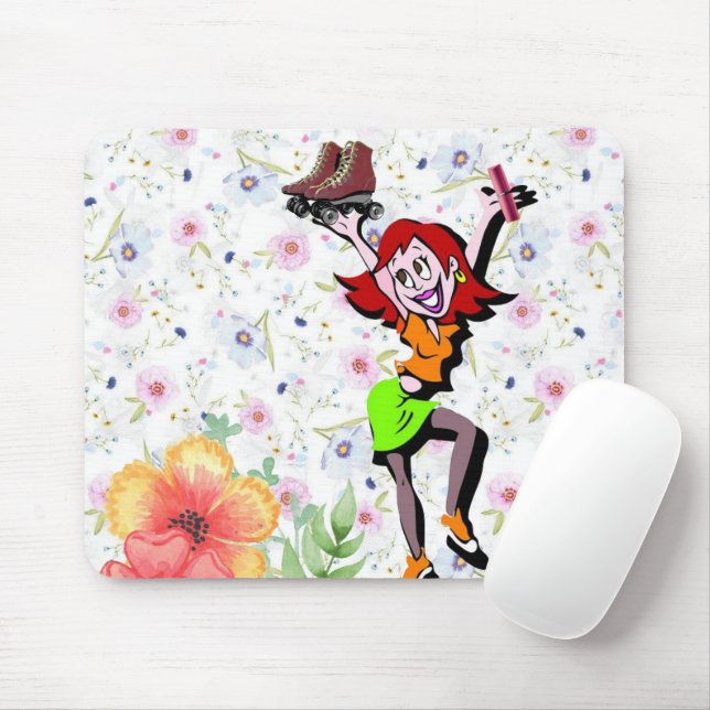 Blommigt Skating Mouse Pad! Muspets Musmatta (Med mus)