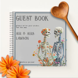 Blommigt Skeleton Älskare Bröllop Guest Bok