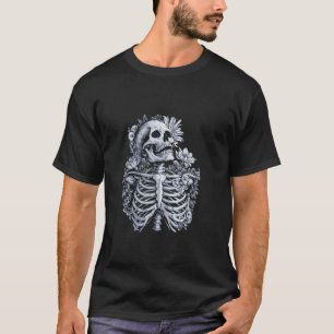 Blommigt Skeleton Flowers Goth Occult Death Mörk A T Shirt