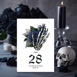 Blommigt Skeleton Gothic Bröllop Bordsnummer