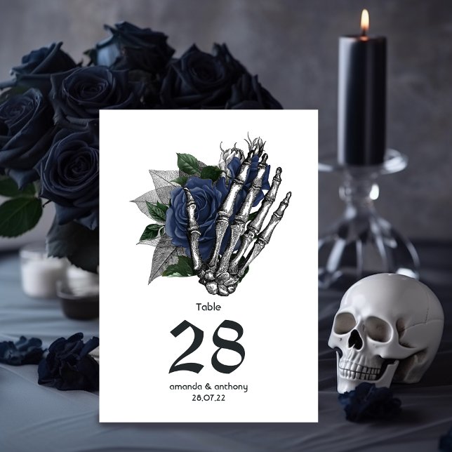 Blommigt Skeleton Gothic Bröllop Bordsnummer (Skapare uppladdad)