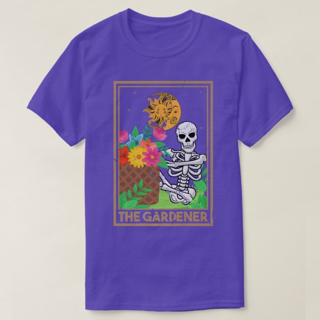Blommigt Skeleton  Tarot Gardener Plant Lov T Shirt (Design framsida)