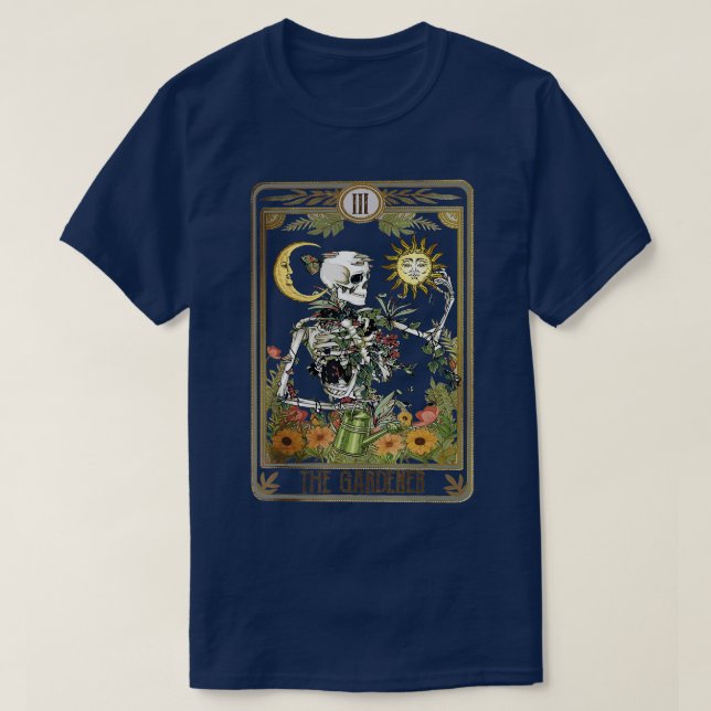Blommigt Skeleton  Tarot Gardener Plant T Shirt (Design framsida)