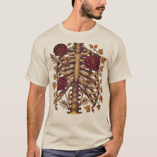 Blommigt skelett Rib-bur T Shirt