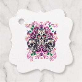 Blommigt, skelett, vattenfärgsfärg rosa, Halloween Gåvor Etiketter