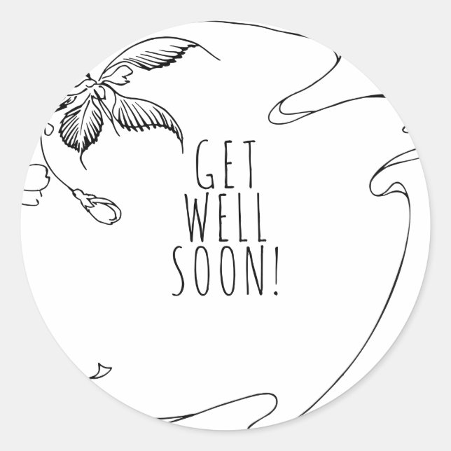 Blommigt Sketch blir bra Runt Klistermärke (Framsida)