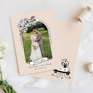 Blommigt Sketch Fairytale Roligt Fox Bröllop Arch Tack Kort