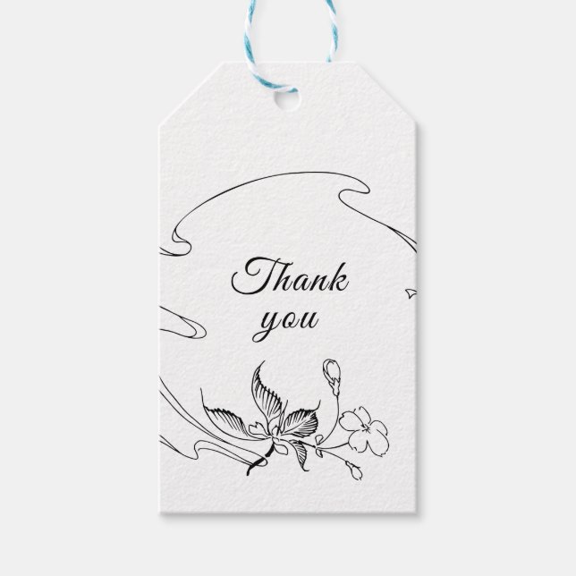 Blommigt Sketch Gift-Märkre Presentetikett (Framsidan)