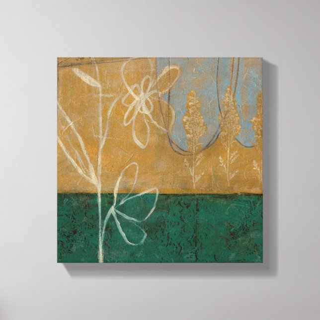 Blommigt Sketch med Wildblomma och växter Canvastryck (Framsida)