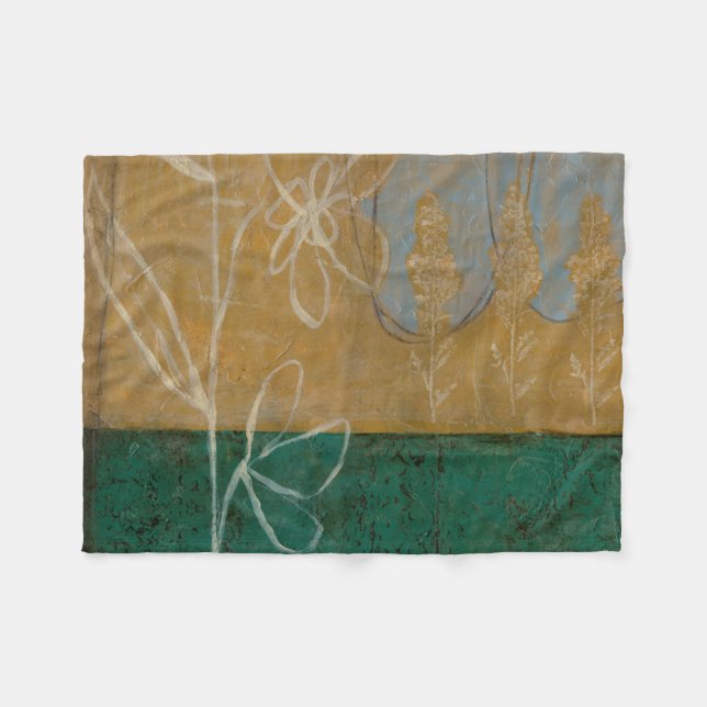 Blommigt Sketch med Wildblomma och växter Fleecefilt (Framsidan (Horisontell))