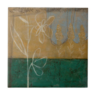 Blommigt Sketch med Wildblomma och växter Kakelplatta