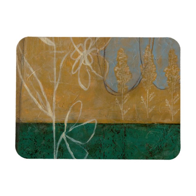 Blommigt Sketch med Wildblomma och växter Magnet (Horisontell)