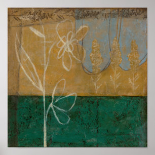 Blommigt Sketch med Wildblomma och växter Poster