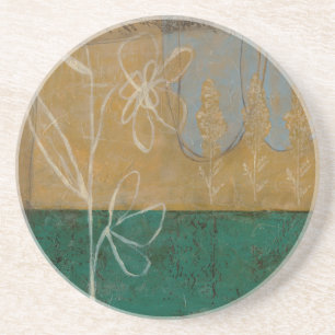 Blommigt Sketch med Wildblomma och växter Underlägg Sandsten